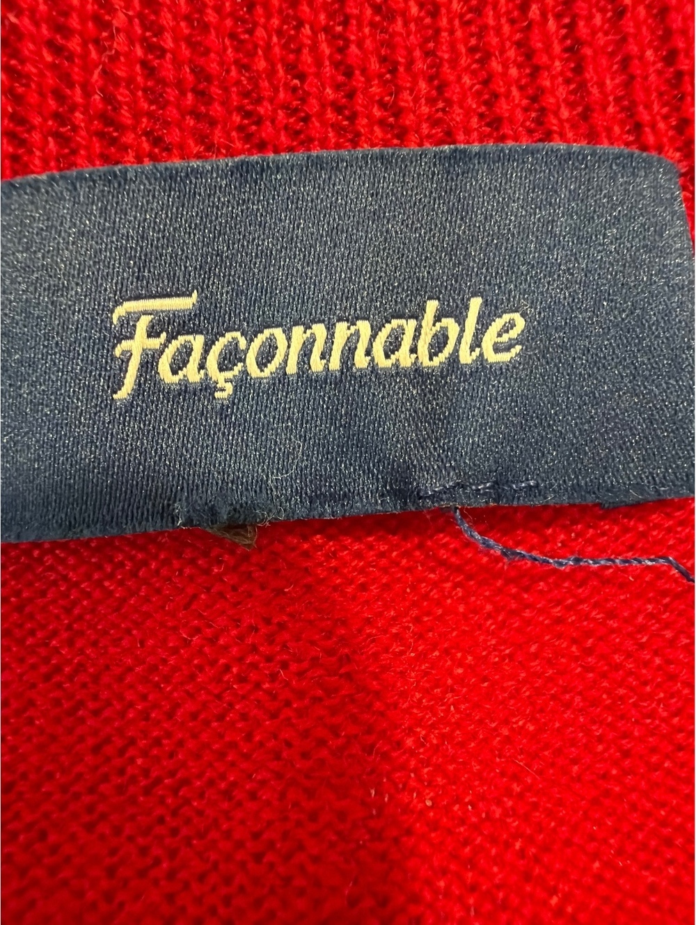 Façonnable Men's Red 100% Merino Wool V-Neck Pullover Sweater Long Sleeve - Picture 7 of 8
